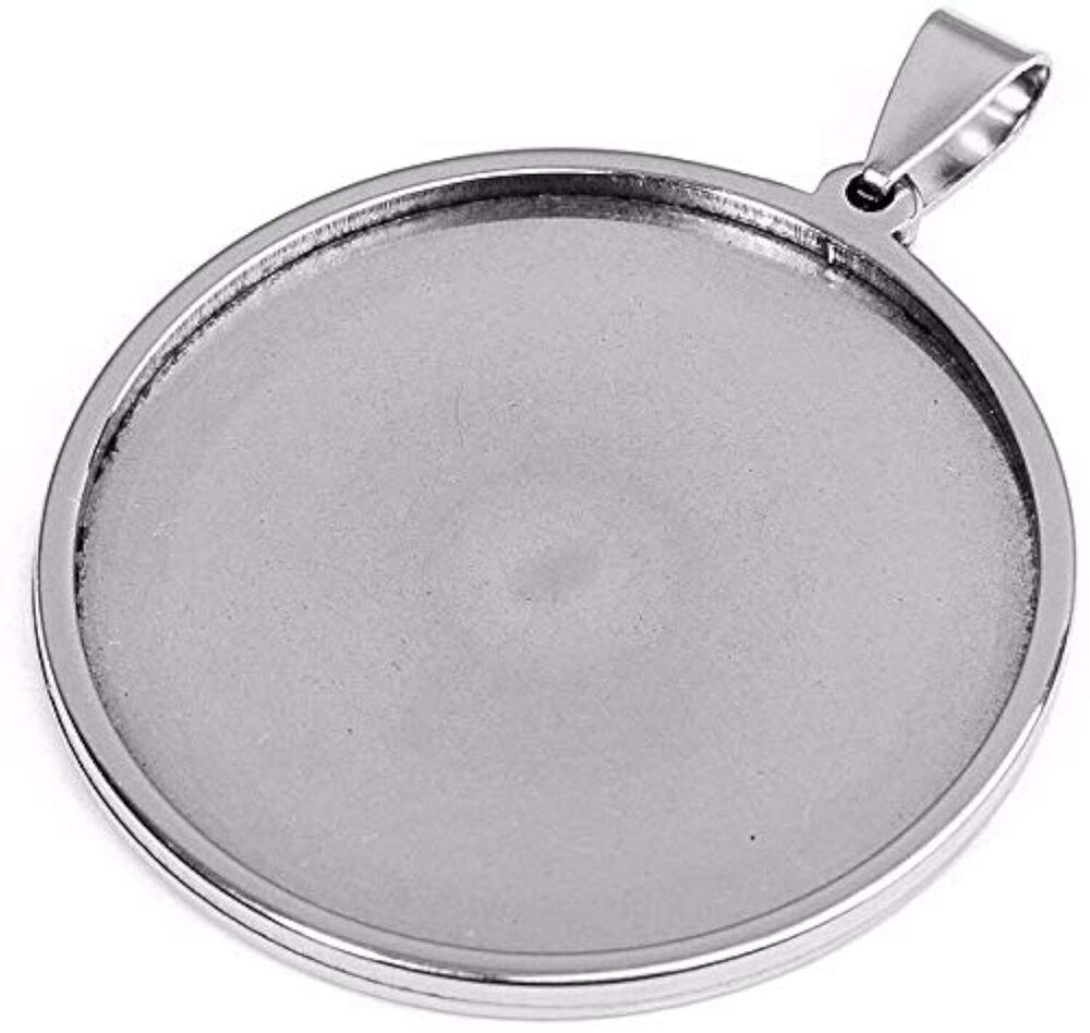1782 10pcs Stainless Steel 35mm 40mm Round Cabochons Pendant Blank Bezels